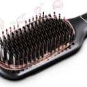 MEGAWISE Pro Ceramic Ionic Hair Straightener Brush for Home Salon | MCH Fast 20s Heating Tech with Auto-Off Safety | Anti-Scald with Universal Dual Voltage | Rotatable Power Cord (Black)