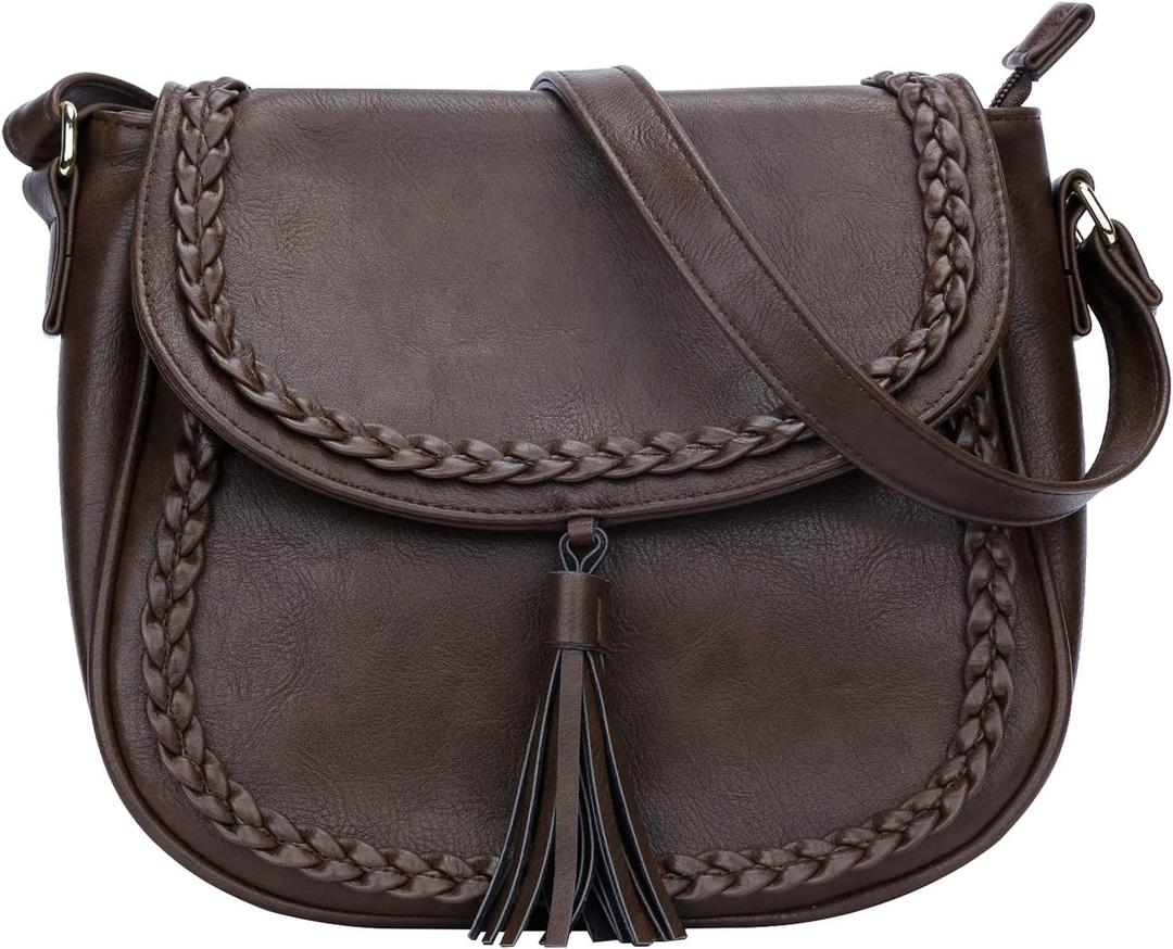 KKXIU Casual Flap Saddle Crossbody Bags for Women Purses and Handbags with Tassel