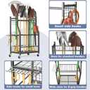 WALMANN Garden Tool Organizer with Wheels for Garage, Rakes/Shovels/Yard Tools Storage Stand for Garden, Shed, Indoor/Outdoor Long-Handled Tools Rolling Cart