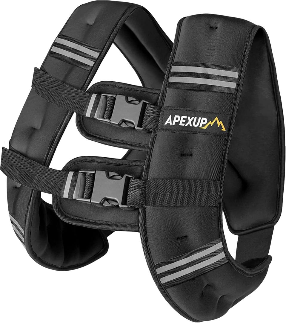 APEXUP Weighted Vest with 15lbs Weights and Reflective Stripe, Weight Vest Men Women for Workout, Strength Training, Running (Black, 15lbs)
