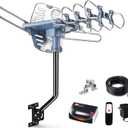 2025 Long Range Outdoor TV Antenna for Smart TV - Digital UHF VHF Free Local Channels, Ultra HD 4K 1080p ATSC 3.0 Antenna, Support 2 TVs, Complete Set Ease Installation with Mounting Pole