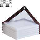 Clear-Tarps-With-Grommets-7x9FT, Waterproof Tarps for Outdoors Transparent Anti-Tear Plastic Tarp for Patio Balcony Tent Cover Gardening Chicken Coop