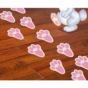 60Pcs Removable Easter Bunny Paw Stickers Prints Rabbit Paw Print Floor Decal Clings Easter Party Decorations