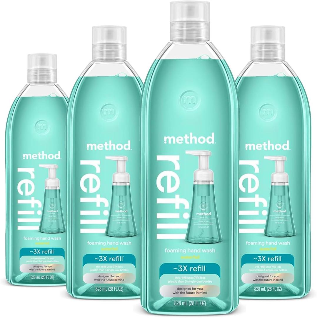 Method Foaming Hand Wash Refill, Waterfall, 28 oz (Pack of 4) (Packaging May Vary)