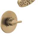 Delta Faucet Nicoli 14 Series Single-Handle Tub and Shower Trim Kit, Shower Faucet with 5-Spray H2Okinetic Shower Head, Champagne Bronze 144749-CZ (Shower Valve Included)