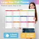 2026 Wall Planner 34.8"x22.8" Dual-Sided Dry Erase Calendar with 8 Adhesive Dot Stickers, Folded Packaging, Horizontal/Vertical, Large Monthly Yearly Planner For Office Home Students, Rainbow