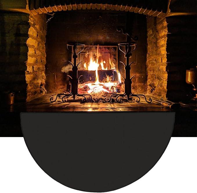 63″x37″ Extra Large Half Round Fireproof Fireplace Mat Hearth Area Rug  Fire Retardant Fiberglass Carpet  Fire Flame Resistant Floor Covering Protection Pad NonSlip Floor Protector
