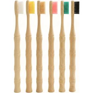 VIREO Bamboo Toothbrushes Medium Bristles 6-Pack - BPA-Free Eco-Friendly Toothbrushes for Adults - Biodegradable, Natural Wooden Toothbrush