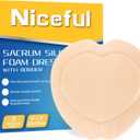 Sacral Foam Dressing 9" x 9" - Border Sacrum Bandage for Bed Sores Pressure, Silicone Adhesive Wound Dressing Pads for Large Wound, 5 Count
