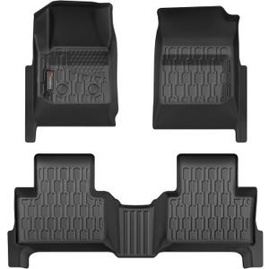Floor Mats Compatible with 2015-2022 Chevy Colorado/GMC Canyon Crew Cab, All Weather TPE Floor Liners, Custom Fit Car mats, 1st & 2nd Row, Black