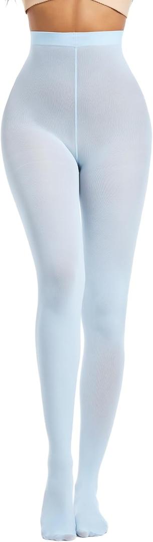 80 Denier Microfibre Tights for Women Soft Semi Opaque Solid Color High Waist Footed Pantyhose (XL)