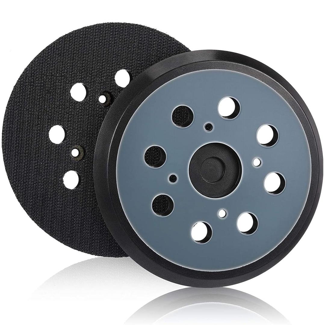 2pcs Orbital Sander Replacement Pad Compatible with DeWa-lt, 5inch Heat Resistant Sander Pads, 8 Holes Hook and Loop Replacement Backing Sanding Pad (black)