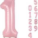 Pastel Pink 1 Balloons, 40 Inch Giant Light Pink Helium Foil Number 0-9 for Girls, Self Inflating 1st Birthday Balloon for Women Anniversary Baby Shower Princess Party Decorations Supplies