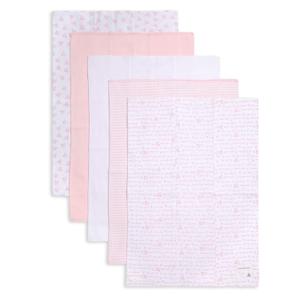 Burts Bees Baby Infant Burp Cloths, 100% Organic Cotton Extra Absorbent Soft Fabric Drool Cloths, 5-Pack Newborn Must-Have Essential Large Burping Cloths, One Size 17 x 11.75 Inches (Blossom Pink Prints)