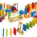 Hape Dynamo Wooden Domino Set Award Winning Domino Racing Building Block Set for Kids, 107 Solid Pieces of Fun Filled Racing, Building and Stacking