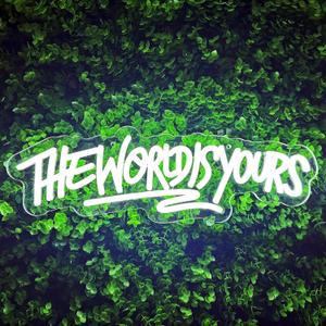 The World Is Yours Neon Sign for Wall Decor USB Power Dimmable LED Light Signs for Bedroom Game Room Mens Cave Beer Bar Wedding Birthday Empowering Party Letters Neon Light Up Sign For Office Graduation Birthday Gift for Women Man Teens