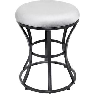 Vanity Stool, Grey Stools for Makeup Room, Round Ottoman Foot Stool, Velvet Footrest Vanity Chair for Bathroom, Bedroom, Living Room Furniture, Entryway, Offices