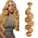 #27 Body Wave Bundles Human Hair Honey Blonde Bundle Brazilian Virgin Human Hair 1 Bundle 18 Inch #27 Bundles Blonde Body Wave Bundle Hair Extensions 50g