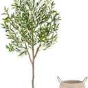 Warmplants Artificial Olive Tree, 6ft Tall Fake Olive Leaves Plant with Basket, Indoor Outdoor Faux Olive Topiary Silk Tree for Home Livingroom Office Dcor