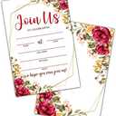 Tedea Pink Floral Bridal Shower Invitations, Bridal Shower Invites Cards for Engagement Party, Wedding Party, Set of 25 Invitations & 25 Envelopes (A07), Pack Of 5
