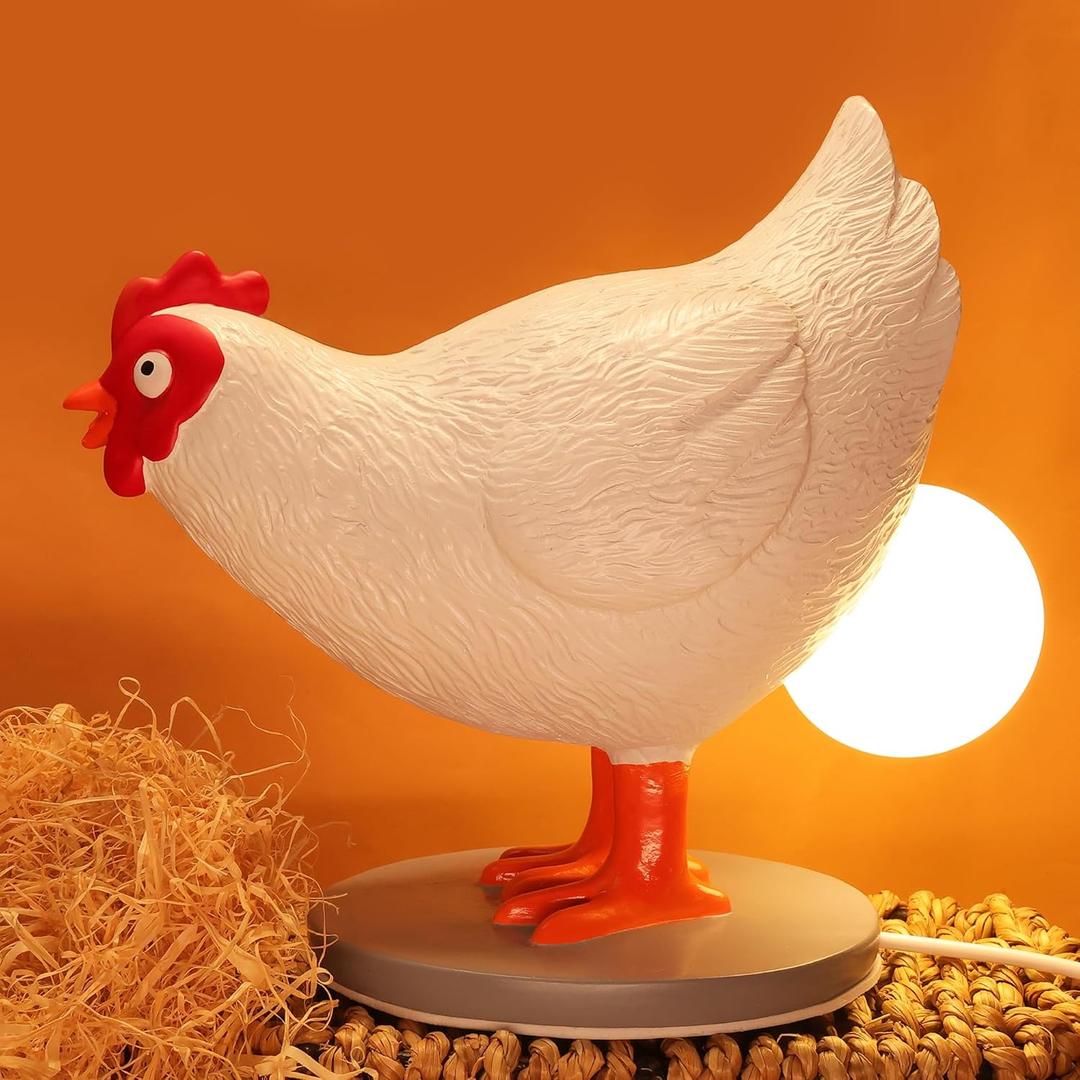 Chicken Egg Lamp, Funny Hen Chicken Table Lamp, LED Egg Night Lght, Resin Chicken with Stepless Dimming Function, Decoration for Home, Bedroom, Study Room