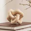 DN DECONATION 3 Link Knot Decor, Beige Travertine Coffee Table Decoration, Boho Resin Chain Link Decor, Modern Shelf Entryway Objects for Home Living Room Farmhouse Bedroom Inspired Aesthetic Art