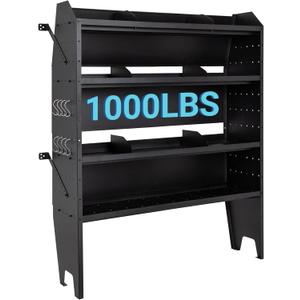 Van Shelving w/ 1000LBS Capacity, Heavy-Duty Steel Cargo Storage System, Universal Fit Ford Transit/RAM ProMaster/Chevy Express/Nissan NV/Sprinter, 42" W x 60" H x 13" D