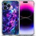 Beaucov Case for iPhone 15 Pro Max,Purple Mandala Galaxy Sky Drop Protection Shockproof Case TPU Full Body Protective Scratch-Resistant Cover for iPhone 15 Pro Max