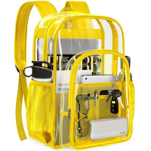 PAMANO Clear Backpack Transparent Heavy Duty School PVC Bookbag See Through Bag Boys and Girls for College Work Travel Security