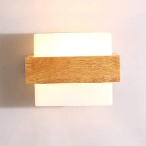 Ganeep Scandinavian Nordic Wood Wall Light Glass Lampshade Corridor Balcony Bedside LED E27 Side Wall Lamps Interior for Home Decor