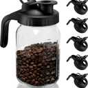 Wide Mouth Mason Jar Lids with Handle 6 Pack Black, Plastic Mason Jar Pour Spout Lid, Reusable Flip Cap Lid, Canning Lids with Leak-proof Airtight Seal (Jar Not Included)