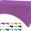 Table Covers for 6 Foot Tables, Purple Washable and Wrinkle Resistant Stretch Tablecloths Rectangle 6ft for Events, Wedding, Banquets, Parties (72" x 30" (Rectangular))