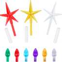 Ceramic Christmas Tree Replacement Lights Bulbs, Flame Shape Light up Artcraft Accessories for Ceramic Tree, Multicolor Medium Twist Light Ornaments, 120Pcs + 3 Star