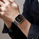 Bandsie Leather Band Compatible with Apple Watch Ultra 3/Ultra 2/Ultra Band 49mm 46mm 45mm 44mm 42mm for Men, Vintage Genuine Suede Leather Wristband Strap for iWatch Series 11 10 9 8 7 6 5 4 SE 3 2 1 (Charcoal Gray)