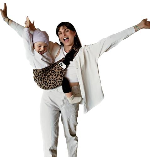 CzeNano Toddler Carrier | Baby Sling Wrap - Adjustable Premium Cotton - 8 Months to 4 Years - 10-45 lbs (Brown Leopard)