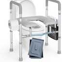 Raised Toilet Seat with Handles -HSA 400LB Adjustable Width Height Elevated Toilet Seat Riser for Seniors with Cozy Padded Armrests Handles Paper Holder Bedside Commode for Elderly, Silver