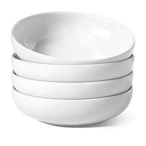 LE TAUCI Pasta Bowls 45 oz, Salad Bowls Set for Serving Soup, Pasta, Noodle, Dinner, Large Kitchen Bowl Plates, Microwave Safe - 8.5 Inch, Set of 4, White