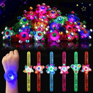 BSTDECOR Glow in The Dark Party Favors for Kids-32 Pack LED Light Up Fidget Spinner Bracelets, Birthday Gifts for Boys Girls, Treasure Box Toys Classroom Prizes Goodie Bags Stuffers