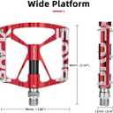 ROCKBROS Mountain Bike Pedals MTB Pedals CNC Non-Slip Lightweight Aluminum Alloy Bicycle Pedals Sealed Bearings Bicycle Platform Pedals 9/16" BMX Road Bike Pedal