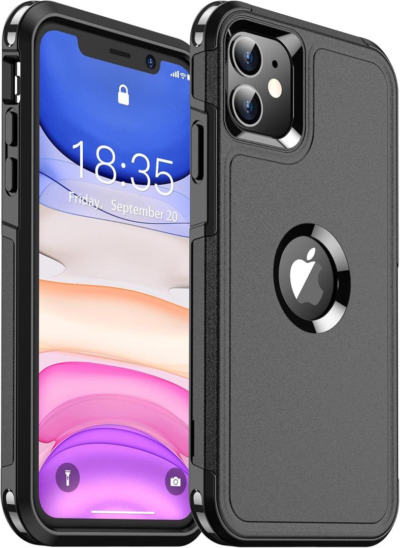 SUPFINE for iPhone 11 Case, [10 FT Military Dropproof] [Dual Layer Structure Protection] Non-Slip Heavy Duty Shockproof Phone Case,Black