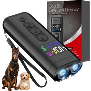 Dog Bark Deterrent Device, 65 FT Range,3X Ultrasonic Bark Deterrent Device & Ultrasonic Dog Trainer - Anti-Barking Device with Color Display, Safe & Effective Alternative to Bark Collars - Black