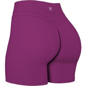 TomTiger Yoga Shorts for Women Tummy Control High Waist Biker Shorts Exercise Workout Curve Lifting Tights Short Pants (Magenta Purple)