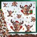Christmas Window Clings Reindeer, Xmas Elk Wall Decals, Christmas Reindeer Wall Stickers, Xmas Snowflake Window Stickers, Xmas Candy Giftbox Wallpaper for Party Home Living Room Bedroom