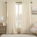 Nemia Ivory White Velvet Curtains Thermal Insulated Blackout Curtain for Bedroom Window Living Room Darkening Luxury Vintage 84 Inches Long Heavy Drapes Panels Back Tab Set of 2