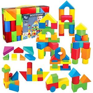 Pairez Toys Foam Building Blocks for Toddlers 1-3, 81 Pieces Soft Stacking Blocks Toy Set, Baby Bath Foam Toys, Sensory and Montosorri Toys for Boys & Girls 18+ Months