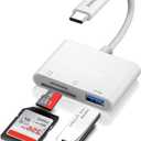 USB C SD TF Memory Card Reader, 3-in-1 Type C Camera Adapter Compatible with iPad, iPhone 15, MacBook Pro/Air,Chromebook Samsung and More USB C Devices