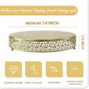 14 Inch Gold Cake Stand,Round Floral Lace Metal Display Tray