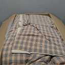 100% Cotton Comforter Set Queen Size Reversible Yarn-Dyed Checkered Design, Soft Washed Cotton on Both Sides, Lightweight All-Season Bedding, Machine Washable(Beige Plaid, 90x90)