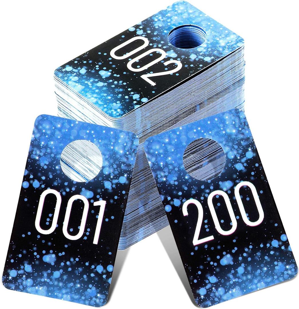Jetec Live Plastic Number Tags, Consecutive Reusable Normal and Mirrored Image Number Tags for Live Coat Room Hanger Cards (Blue)