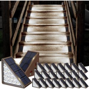 Solar Step Lights for Outside, 24-Pack Waterproof IP67 Deck Lights for Staircase, Patio, Front Step (Cool White)
